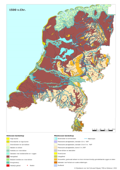 Paleogeografische kaart van Nederland rond 1500 v. Chr. Bron: Vos, P., M. van der Meulen, H. Weerts en J. Bazelmans 2018: Atlas van Nederland in het Holoceen. Landschap en bewoning vanaf de laatste ijstijd tot nu, Amsterdam (Prometheus).