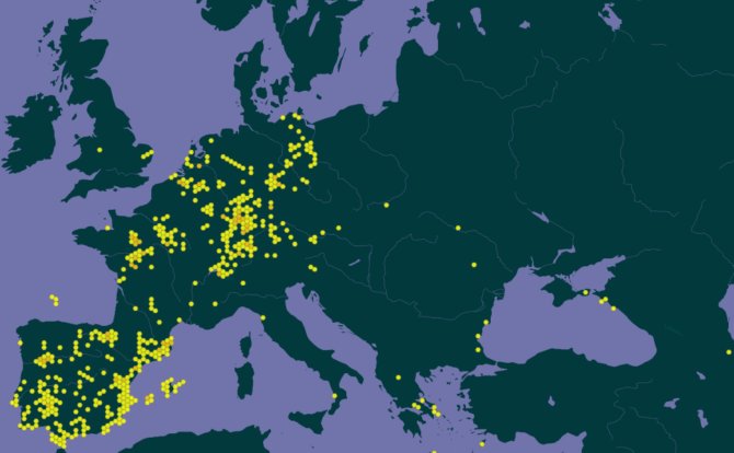 Phelipanche ramosa map of Europe