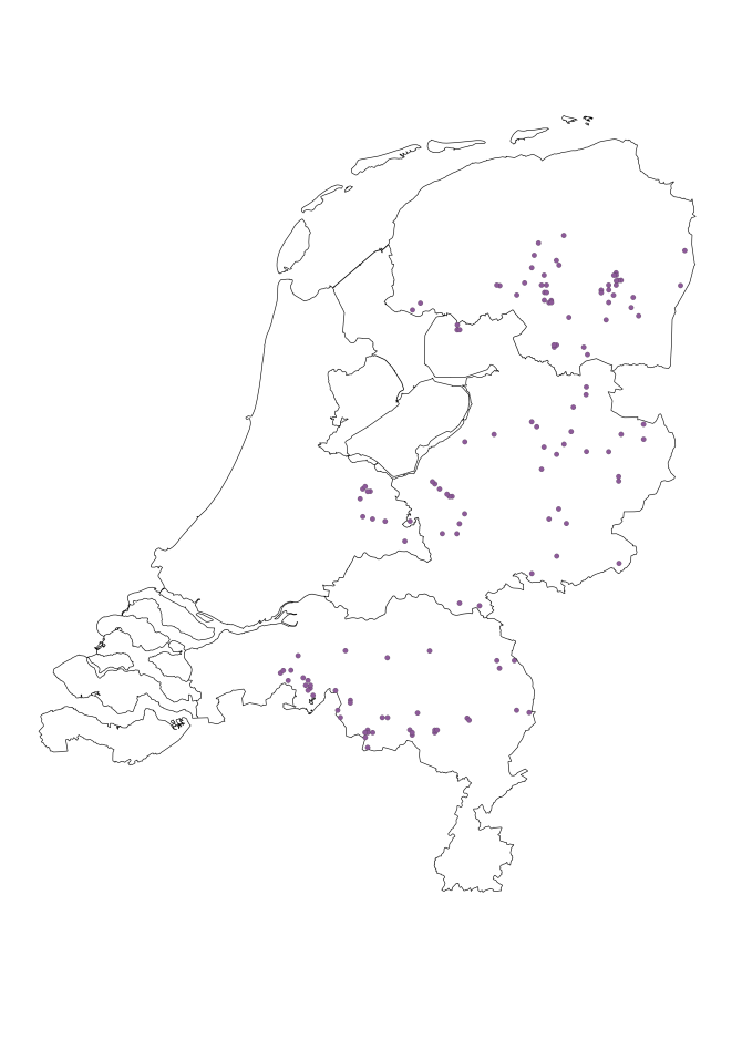 Locaties waar in 2023 bodemmonsters genomen zijn.