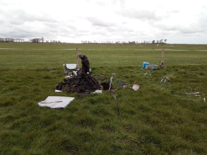 Profielkuil voor monstername uit veenbodem, Aldeboarn, Friesland. (Foto: Willy de Groot)