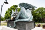 A Gryphon – The University Mascot - is a mythical creature with the head, talons and wings of an eagle and the body of a lion.