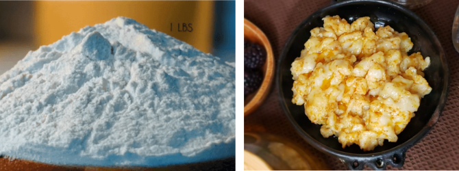 Figure 3: Bulla in powder form and as porridge