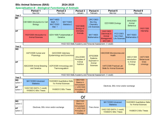 2024-2025 Specialisation Biological Functioning of Animals