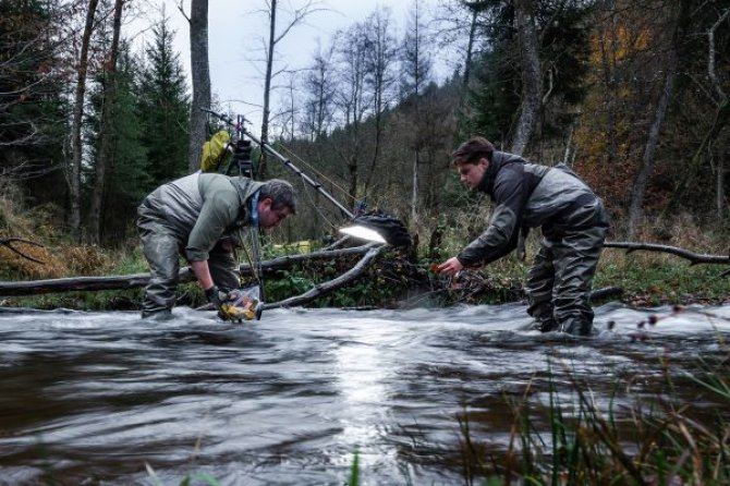 Filming with the wading suits on