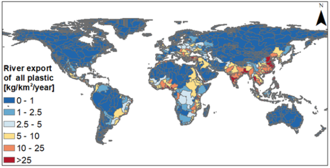 Figure 2: River export of macro- and microplastics by sub-basin (Maryna Strokal, Paul Vriend and others, under development)